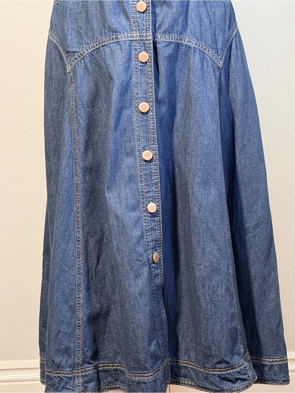 Sonoma Blue Denim Dress Size 10 Button Front Cotton Pockets - Picture 5 of 12